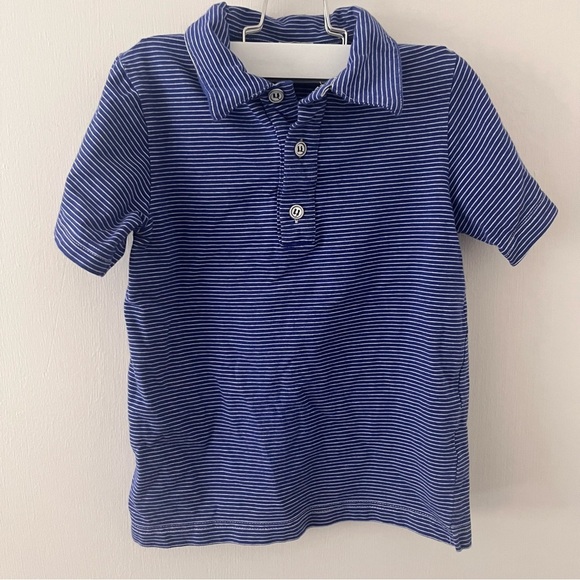 Busy Bees Boy’s Polo Shirt Royal Blue White Stripes 6 - Picture 1 of 6